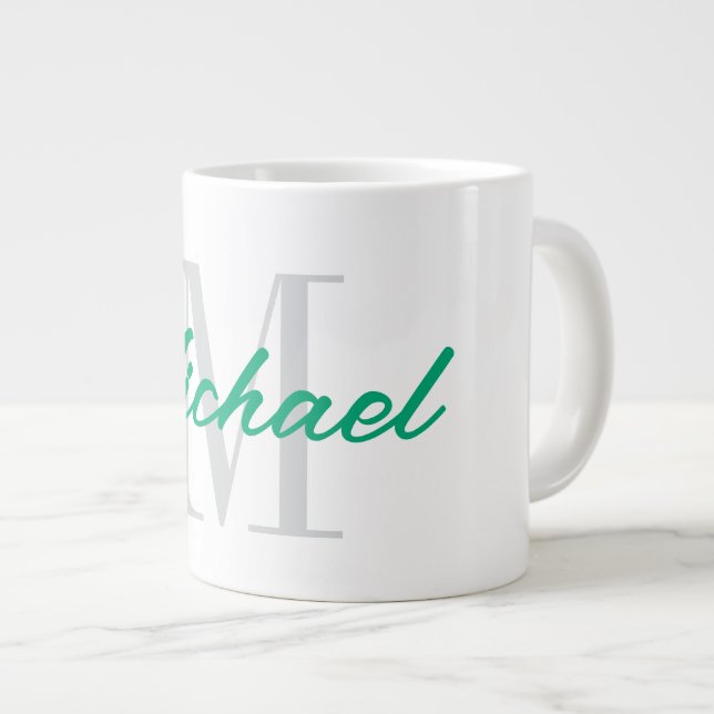 Große Jumbo-Tasse mit individuelle Name-Monogramm (Vorderseite Rechts)