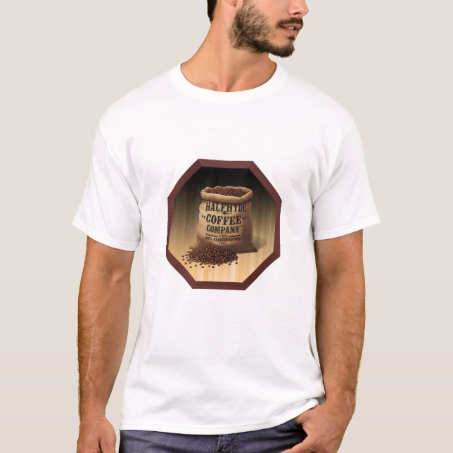 Große Jute-Tasche mit Etikett für Halfhyde Coffee  T-Shirt (Vorderseite)