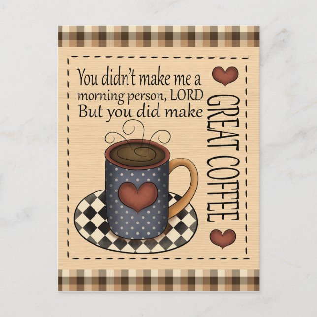 Große Kaffeemaschine Cartoon Postkarte (Vorderseite)