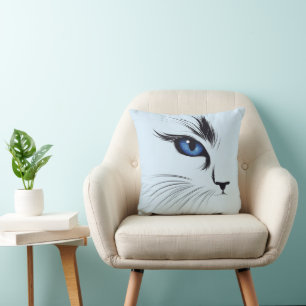 Große Katze Blaue Augen Moderne Katzenliebhaberin  Kissen