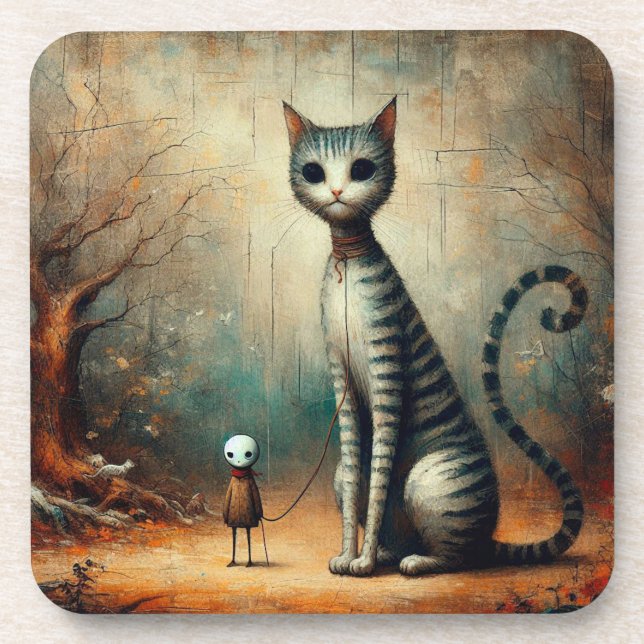 Große Katze Getränkeuntersetzer (Vorderseite)