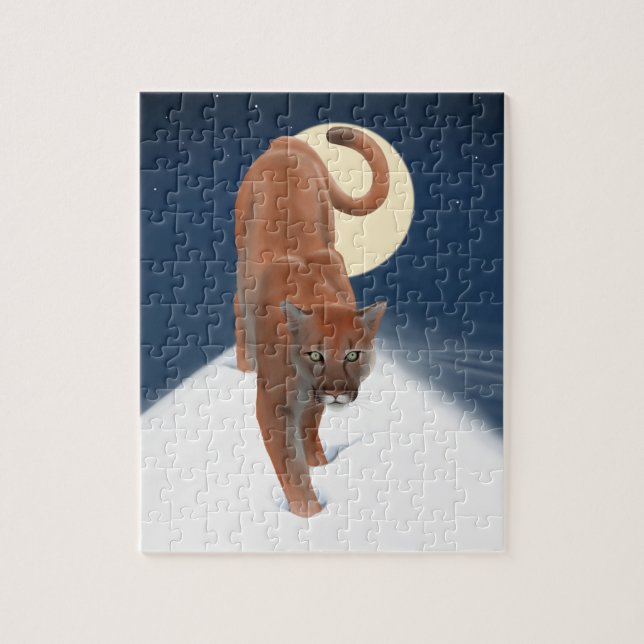 Große Katze im Winterschnee - Löwe (Vertikal)