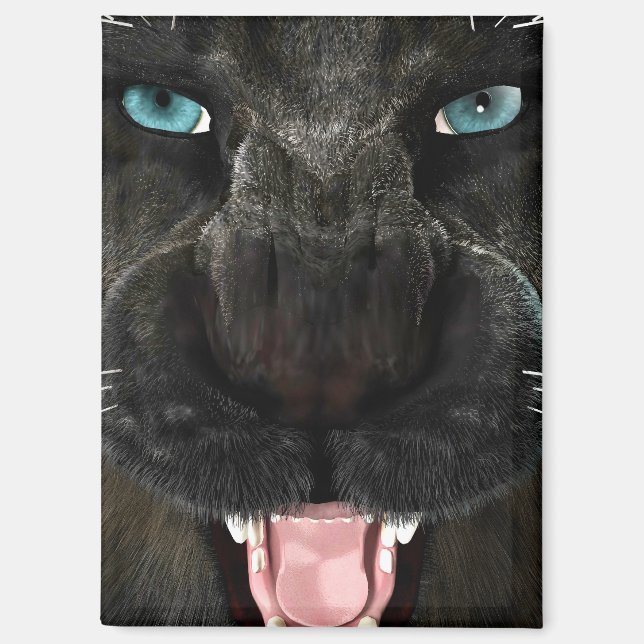 Große Katze Schwarzer Panther Magnet (Vorderseite)
