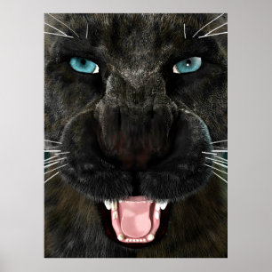 Große Katze Schwarzer Panther Poster