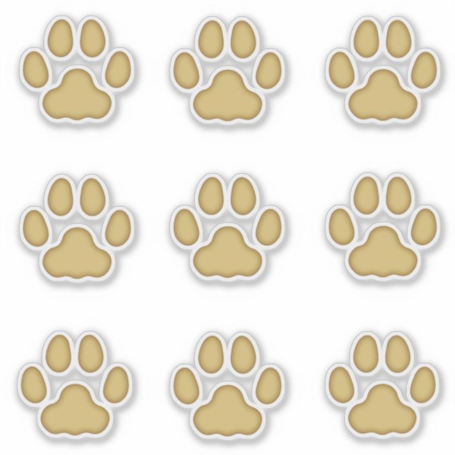 Große Katzenpaws drucken Tan Animal Tracks Decals Aufkleber (Vorderseite)