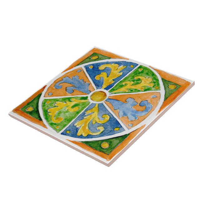 Große Keramik Kachel sizilianischen Stil "Erice" G (Seite)