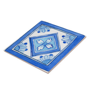 Große Keramikfliese. Sizilianischer Stil Blau. Fliese