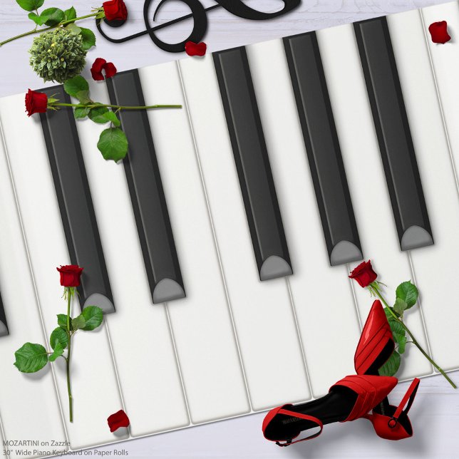 Große Klaviertastatur auf Papierrolle (weiß) Geschenkpapier (A big paper piano keyboard that is 30 in. tall and 6 ft. - 60 ft. long for crafts and decorating)