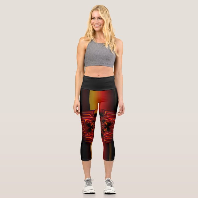 Große kleine Streifen mit Bogen Capri Leggings (Vorderseite)