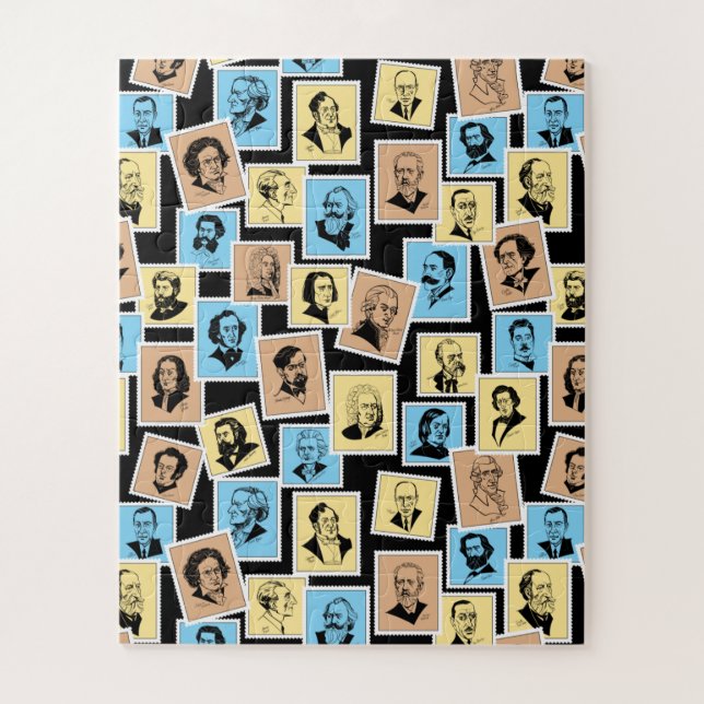 Große Komponisten auf Briefmarke, Trikolormuster - (Vertikal)