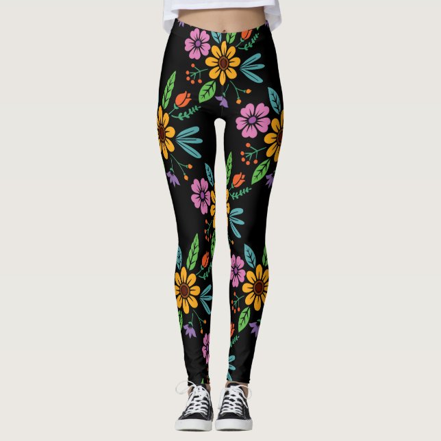 Große, kühne Blume Leggings (Vorderseite)