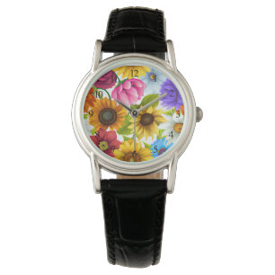Große, kühne botanische Blume Armbanduhr