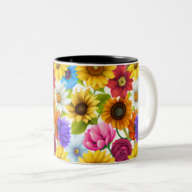 Große, kühne botanische Blume Zweifarbige Tasse (VorderseiteRechts)