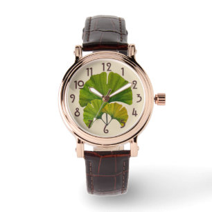 Große Künste u. Handwerkginkgo-Blätter Armbanduhr