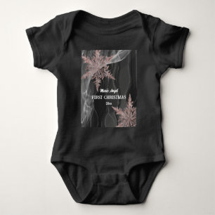Große Kupfer-Schneeflocken & schwarze Seide 1. Wei Baby Strampler