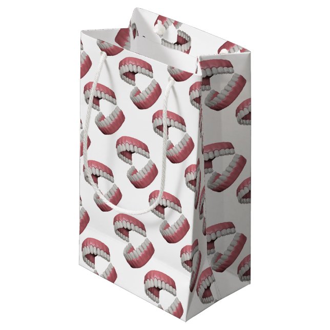 große Lächelnzähne Kleine Geschenktüte (Vorderseite Schrägansicht)