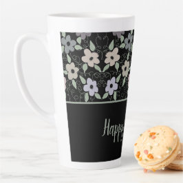 Große Latte Happy Birthday Flower Tasse