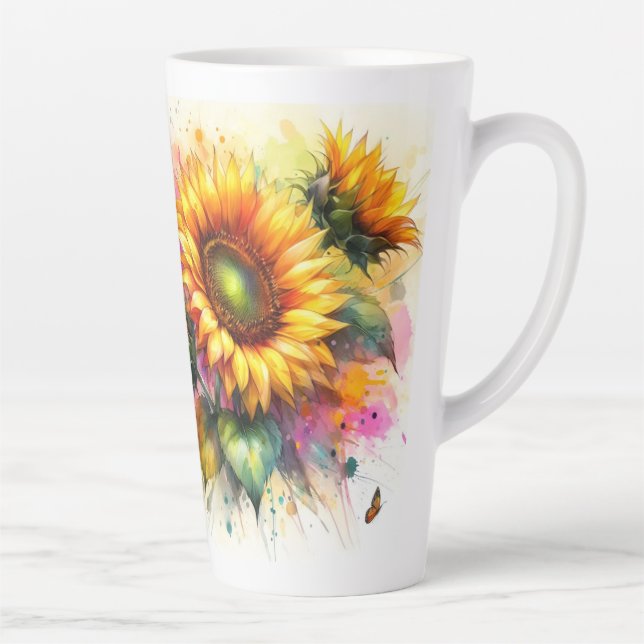 Große Latte Tasse - Sonnenblumen (Rechts)