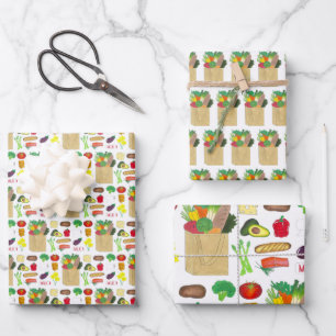 Große Lebensmittelgeschäfte Bauern Markt Lebensmit Geschenkpapier Set