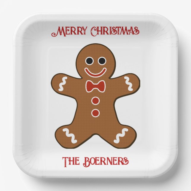 Große Lebkuchen Mann Kekse Weihnachten Pappteller (Vorderseite)
