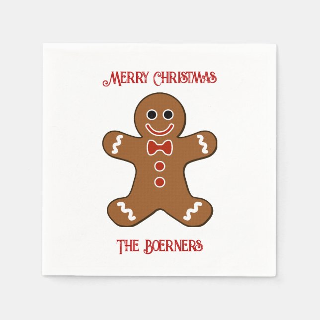 Große Lebkuchen Mann Kekse Weihnachten Serviette (Vorderseite)