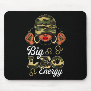 Große Leo Energie Schwarze Frau Camouflage Astrolo Mousepad