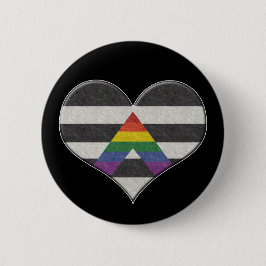 Große LGBT-Allergiker-Flagge Farbiges Herz mit As Button