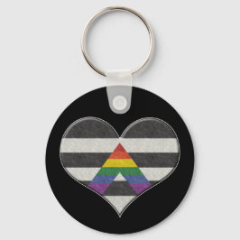 Große LGBT-Allergiker-Flagge Farbiges Herz mit As Schlüsselanhänger