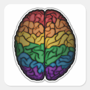 Große LGBTQ Pride Rainbow Brain Vector Quadratischer Aufkleber