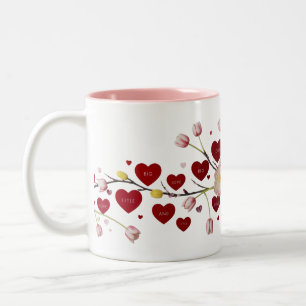 Große Liebe Kleine Liebe Florale Typografie Zweifarbige Tasse