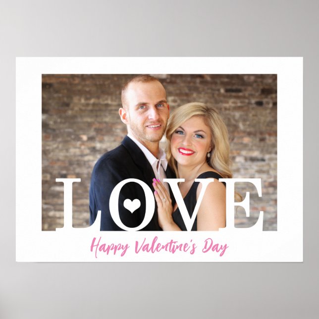 Große LIEBE Letters Modern | Ihr Foto Pink Script Poster (Vorne)