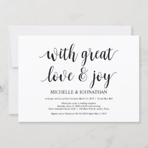 große Liebe und Freude, Hochzeit Elopement Einladu Einladung