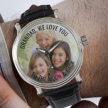 Große Liebe zum Mond und zurück zum Foto Beobachte Armbanduhr<br><div class="desc">Personalisierte Foto-Uhr - perfekt für Großwerbung - aber Sie können den Text gerne nach Ihren Wünschen anpassen. Laden Sie Ihr Lieblings-Foto hoch und es wird als Basis für die Typografie mit einem halb-opak Rahmen-Overlay angezeigt. Der Wortlaut lautet derzeit "Grandad, wir Liebe Sie zum Mond und zurück", die Sie leicht zu...</div>