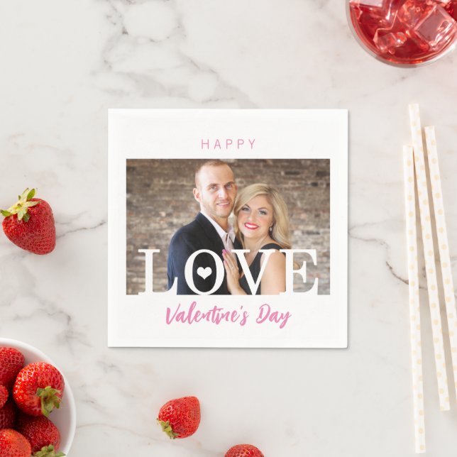 Große LIEBEN | Ihr Foto Rosa Script Modern Serviette (Beispiel)