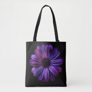 Große lila Blume auf Schwarzem Tasche