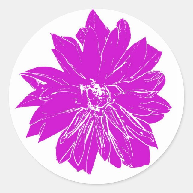 Große lila Blume Runder Aufkleber (Vorderseite)
