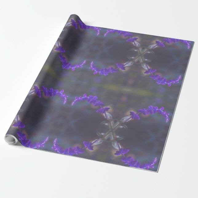 Große lila Blumengarten Geschenkpapier (Ungerollt)