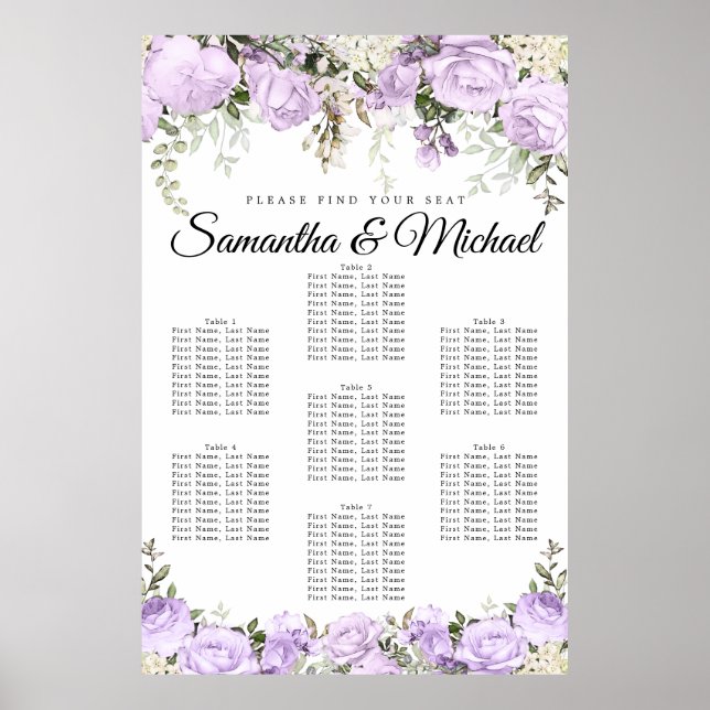Große Lila Blütenhochzeit mit 7 Tischen Poster (Vorne)