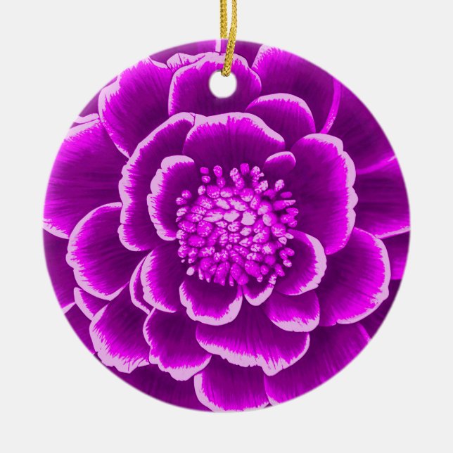 Große Lila Dahlia-Blume Keramik Ornament (Vorne)