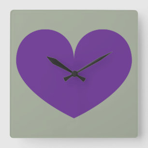 Große lila Herz-Entwurfs-Wand-Uhr Quadratische Wanduhr