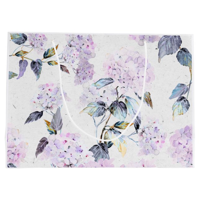 Große Lila Hydrangea Blume Geschenktasche Geschenktüte (Rückseite)