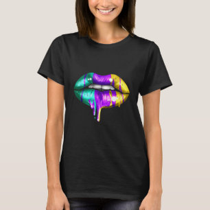 Große Lippen in grün Lila und gelb goldgelb für de T-Shirt