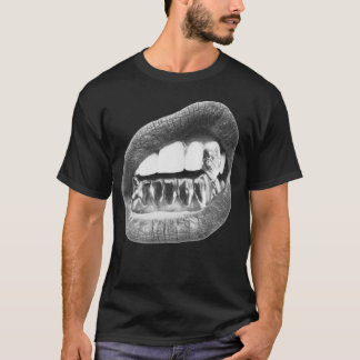 Große Lippen Y2k Mund T-Shirt - Grillz Weißes T-Sh