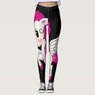 Große magische Flugunikorin auf schwarz Leggings