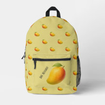 Große Mango, süße Frucht und Name auf Gelb