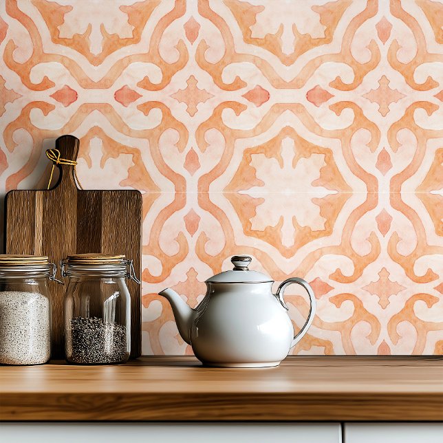 Große marokkanische Aquarellorange Fliese (Von Creator hochgeladen)