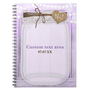 Große Mason Jar & Lights Lavender Rustic Journal Notizblock