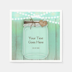 Große Mason Jar & Lights Mint Rustikale Hochzeit Serviette