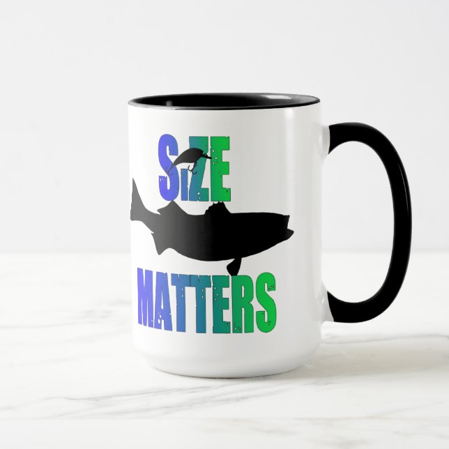 Größe Materie Funny Fishing Tasse groß (Rechts)