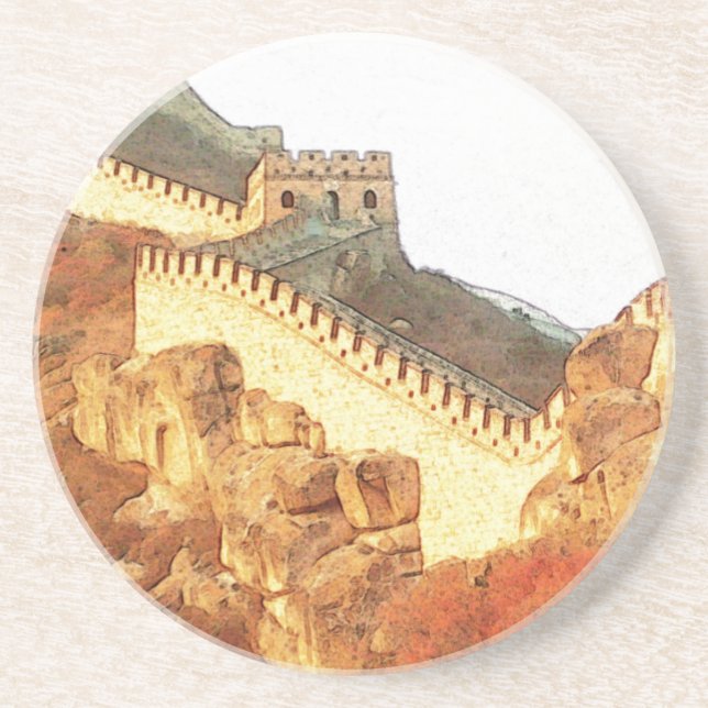 Große-Mauer Badaling-Achterbahn Sandstein Untersetzer (Vorne)